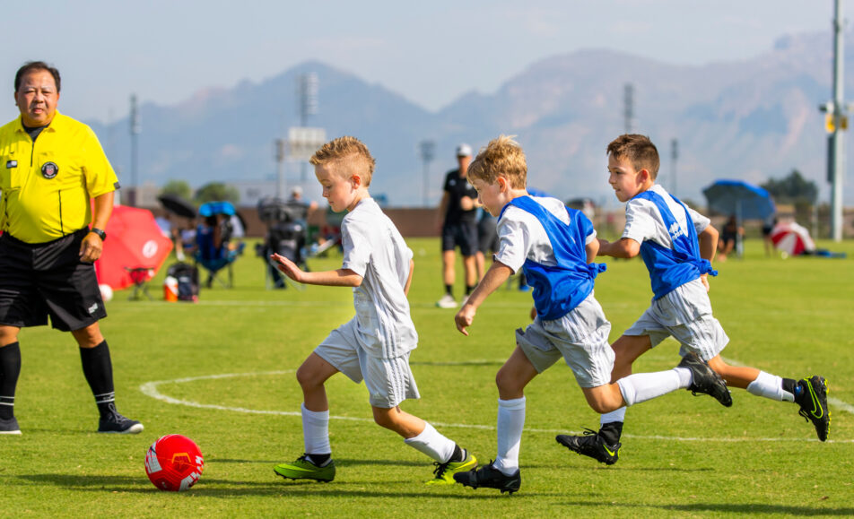 Kids playing organized soccer